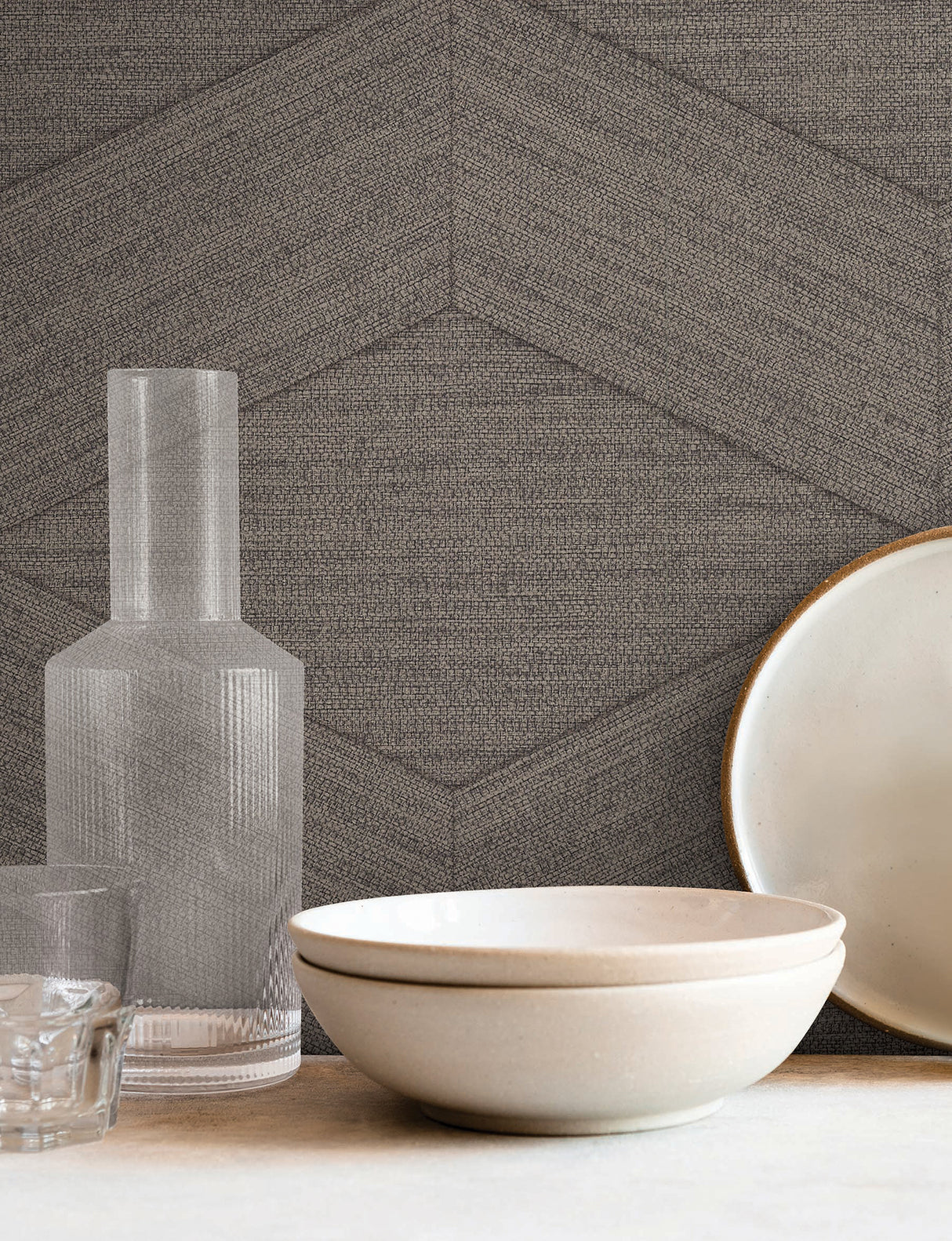 Huntsman Mushroom by York Wallcoverings Geometric Faux Grasscloth Wallpaper – York Wallcoverings SI25834