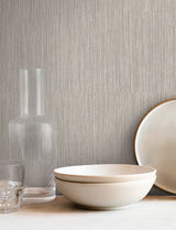 Washed Ramie Dove Grey by York Wallcoverings Faux Grasscloth Vinyl Wallpaper – York Wallcoverings SI25853