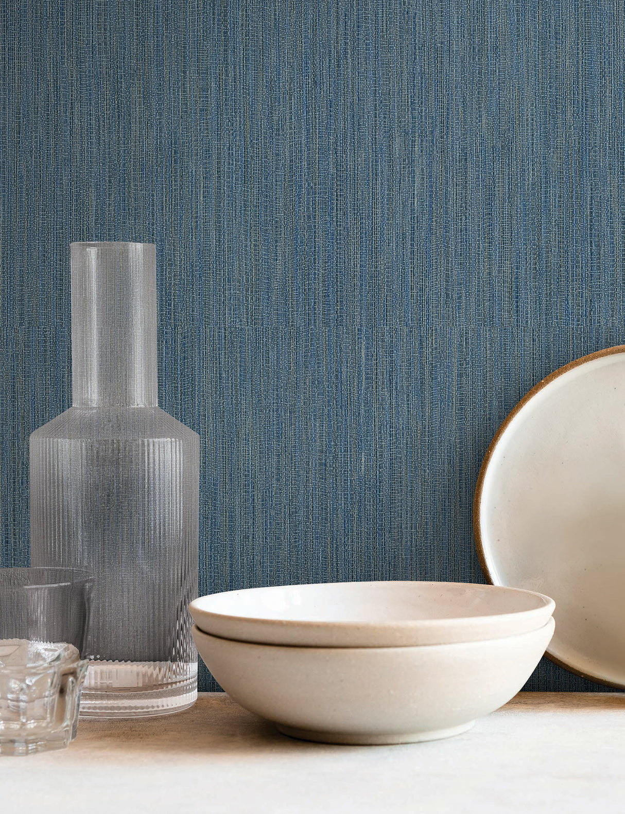 Washed Ramie Cobalt by York Wallcoverings Faux Grasscloth Vinyl Wallpaper – York Wallcoverings SI25856