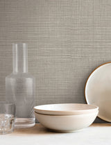 Lotus Silk Ecru by York Wallcoverings Textured Vinyl on Non Woven Wallpaper – York Wallcoverings SI25871