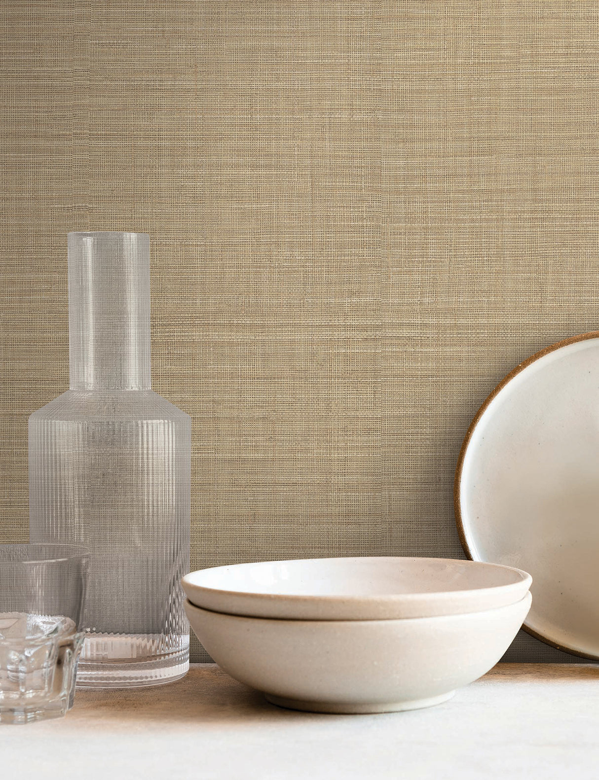 Lotus Silk Hazelnut by York Wallcoverings Vinyl on Non Woven Wallpaper – York Wallcoverings SI25876