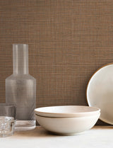Lotus Silk Terra Cotta by York Wallcoverings Textured Weave Wallpaper – York Wallcoverings SI25877
