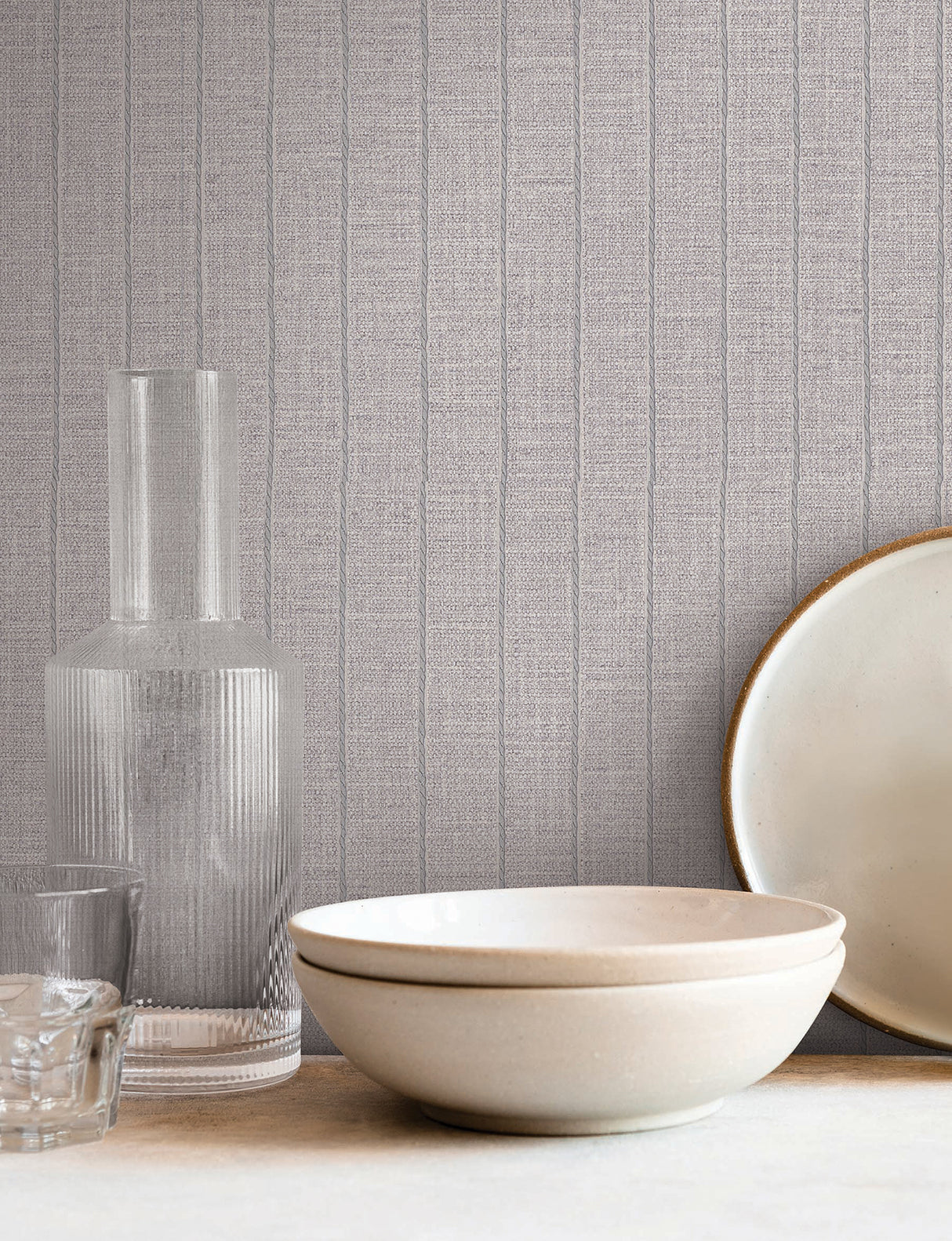 Cording Stripe Dove Grey by York Wallcoverings Textured Stripe Wallpaper – York Wallcoverings SI26127