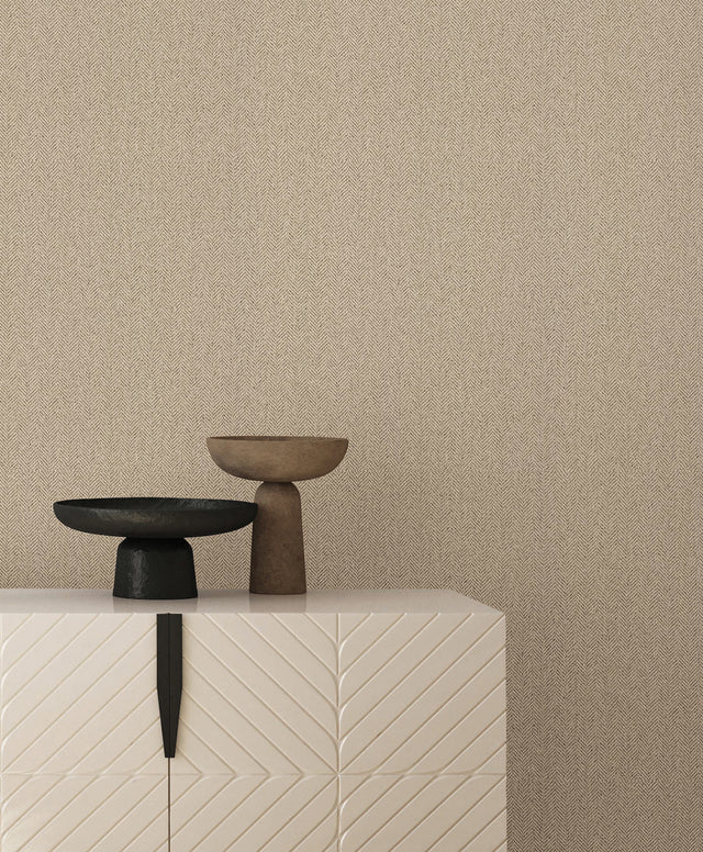 Tailored Chevron Hazelnut by York Wallcoverings Vinyl on Non Woven Wallpaper – York Wallcoverings SI26130