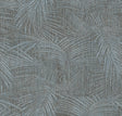 Della Palm Blue Multi Wallpaper by York Wallcoverings pattern detail of layered palm fronds