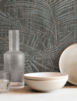 Della Palm Blue Multi by York Wallcoverings Textured Tropical Wallpaper – York Wallcoverings SI50610