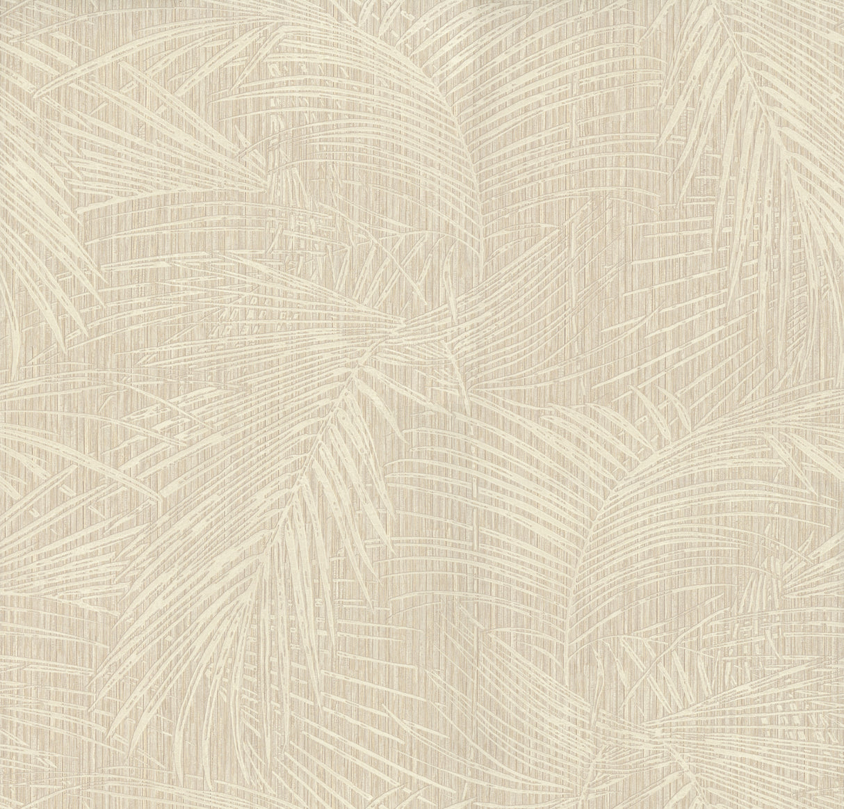 Della Palm Shell Wallpaper with soft beige etched palm fronds