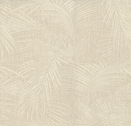 Della Palm Shell Wallpaper with soft beige etched palm fronds