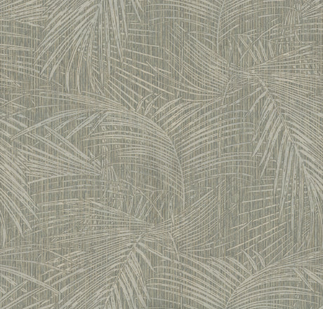Della Palm Dark Taupe palm leaf wallpaper pattern by York Wallcoverings