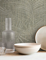 Della Palm Dark Taupe by York Wallcoverings Vinyl on Non Woven Wallpaper – York Wallcoverings SI50612
