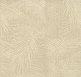 York Wallcoverings Della Palm Wheat Wallpaper room scene and detail