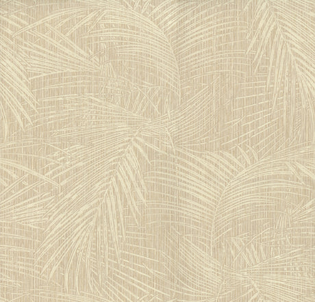 York Wallcoverings Della Palm Wheat Wallpaper room scene and detail