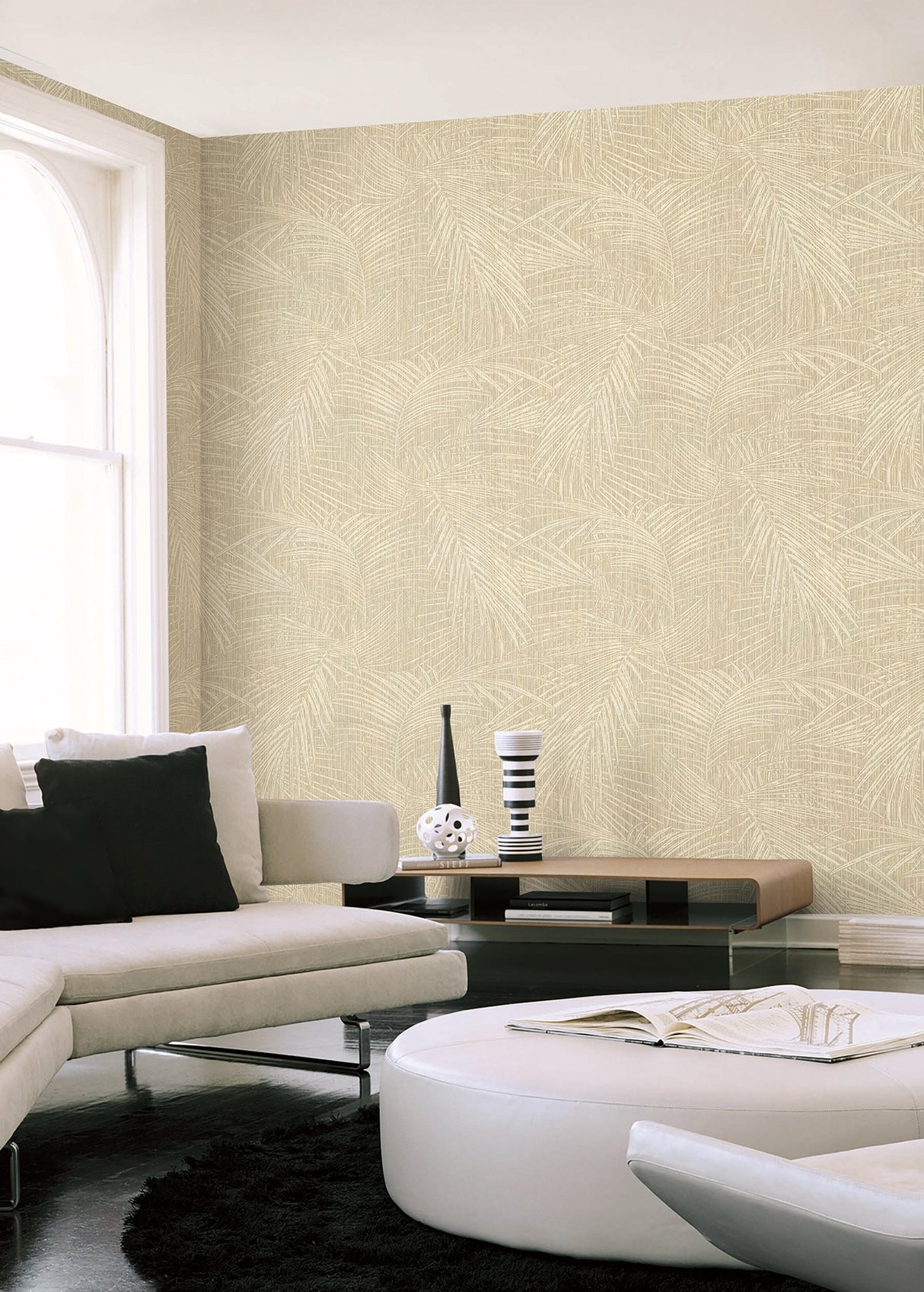Della Palm Wheat by York Wallcoverings Vinyl on Non Woven Wallpaper – York Wallcoverings SI50614