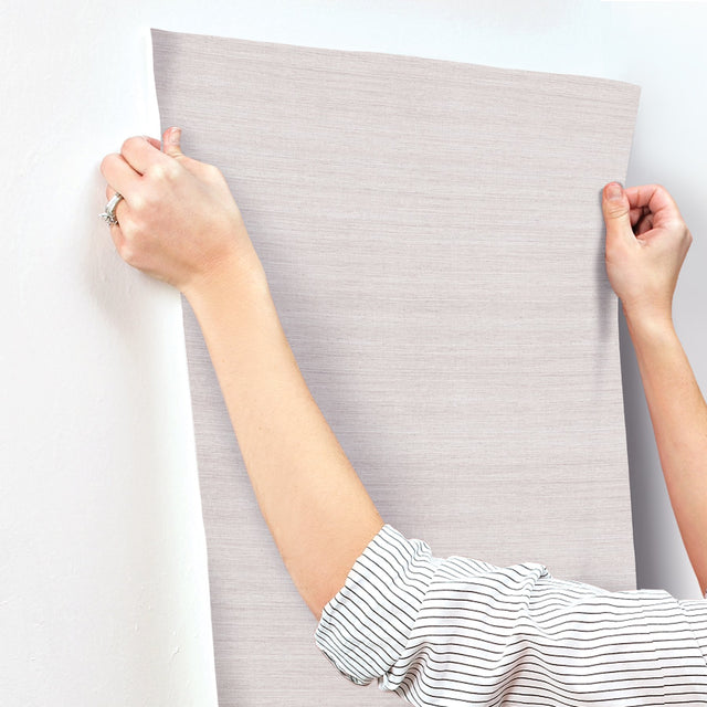 Milano Silk Dusty Lavender Wallpaper with Solid Textured Pattern, Traditional Style - York SI6844