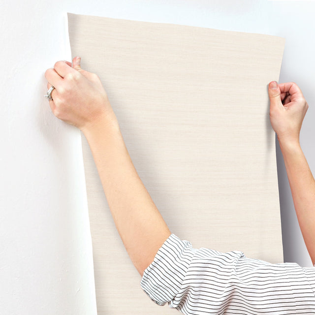 Milano Silk Linen Wallpaper in Linen  Traditional Solid Textured Vinyl, Unpasted, 39.3 in x 33 ft Roll - York SI6845