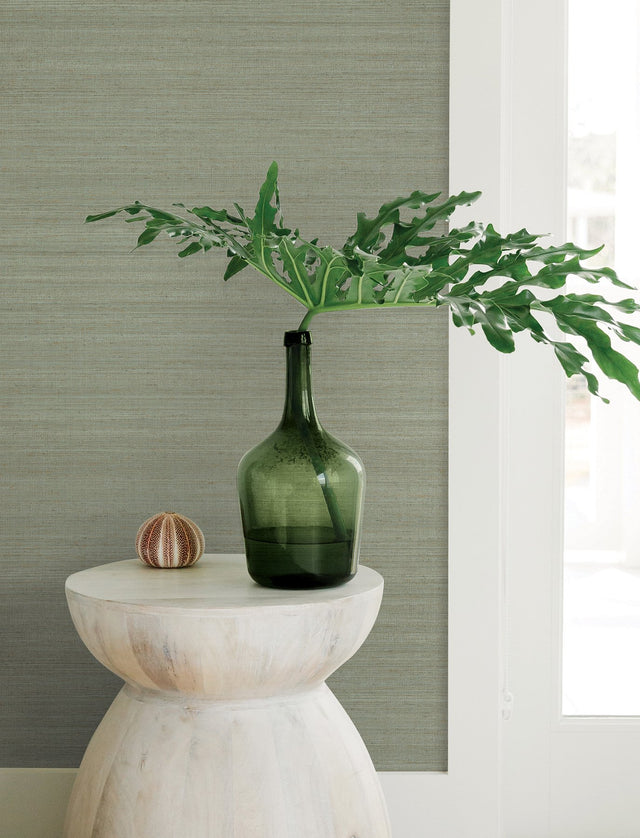 Milano Silk Emerald Wallpaper with Traditional Solid Textile Motif - York SI6862