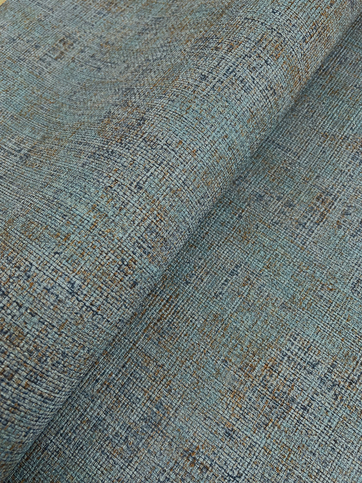Alma Blue by York Wallcoverings Montecito Collection Textured Faux Weave Faux Grasscloth Vinyl Wallpaper - York Wallcoverings SI7151-Sample
