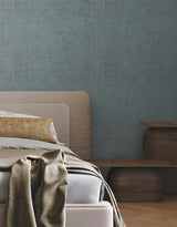 Alma Blue by York Wallcoverings Montecito Collection Textured Faux Weave Faux Grasscloth Vinyl Wallpaper - York Wallcoverings SI7151-Sample