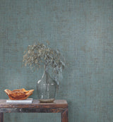 Alma Blue by York Wallcoverings Montecito Collection Textured Faux Weave Faux Grasscloth Vinyl Wallpaper - York Wallcoverings SI7151-Sample