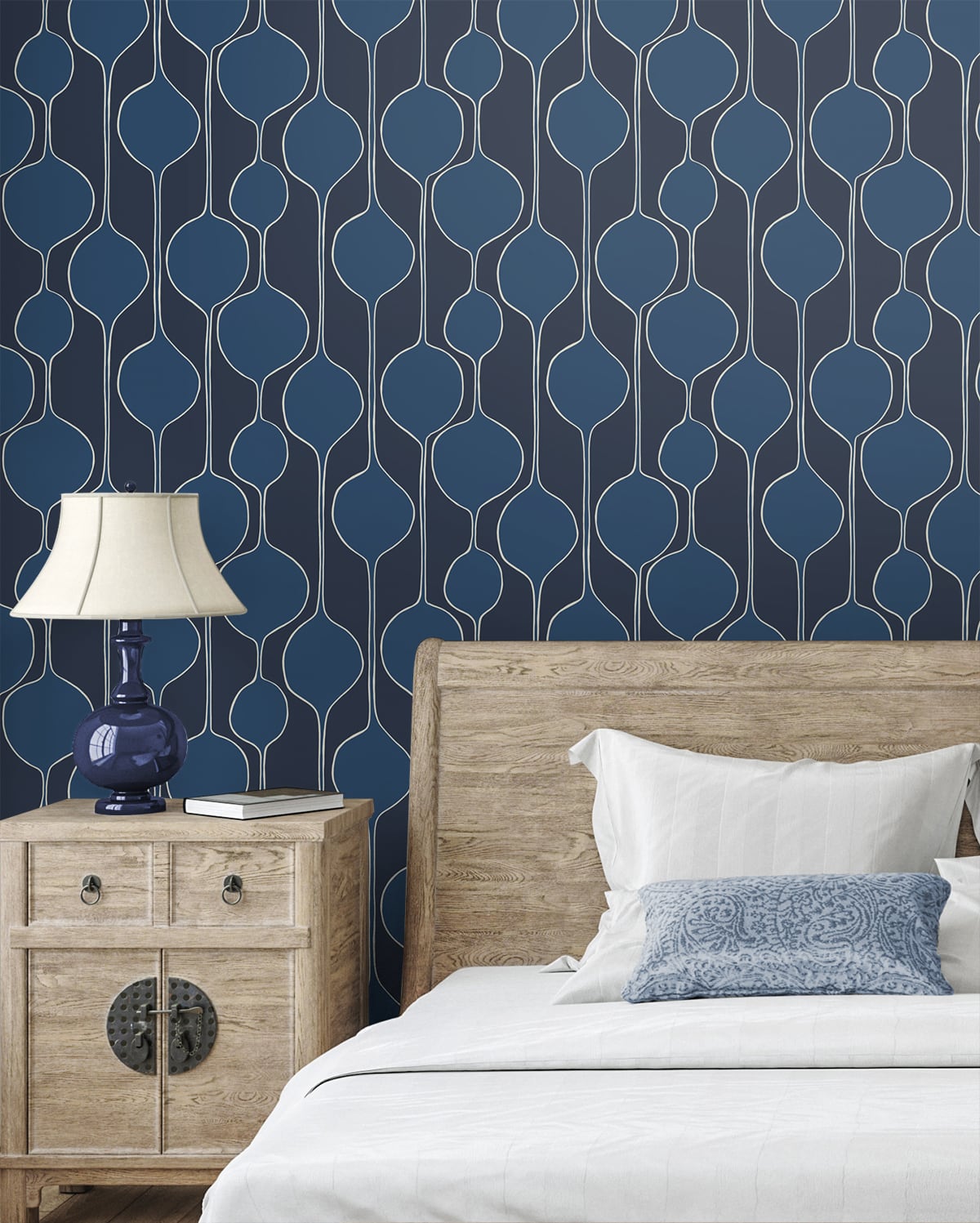 Minimalist Geometric Celtic Blue by The Simple Life Geometric Wallpaper – Seabrook Designs SL80112