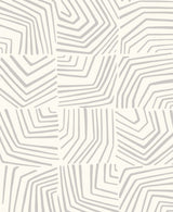 Linework Maze wallpaper in Fog with a contemporary geometric maze line pattern in soft grey on an off-white ground