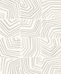 Linework Maze wallpaper in Fog with a contemporary geometric maze line pattern in soft grey on an off-white ground