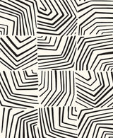 Linework Maze wallpaper in Inkwell featuring bold black linework geometric maze pattern on an off-white ground.