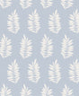 Iceberg blue matte wallpaper with white pinnate leaf silhouette botanical motif