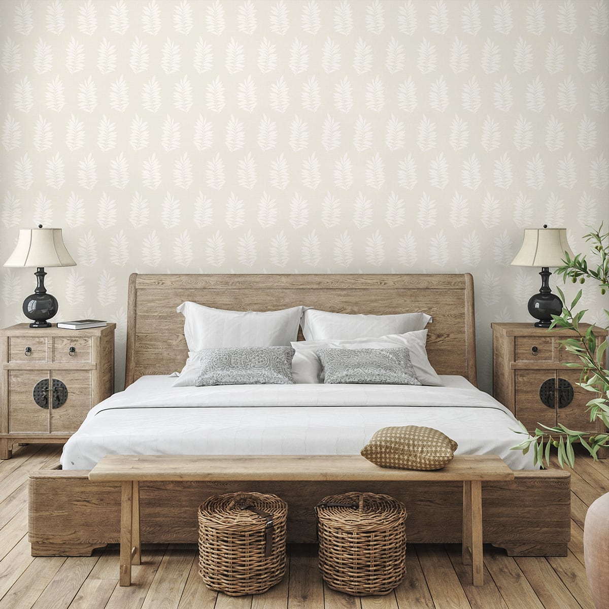 Pinnate Silhouette Almond by The Simple Life Botanical Wallpaper – Seabrook Designs SL80303