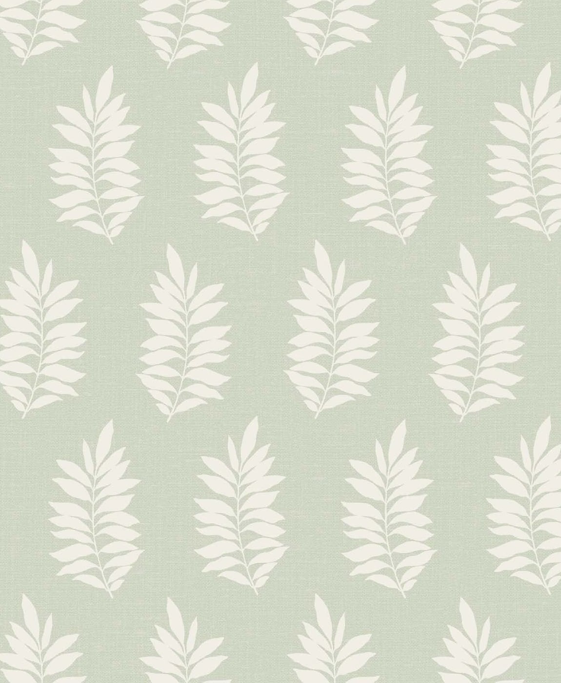 Pinnate Silhouette wallpaper in sage with white leaf silhouettes