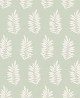 Pinnate Silhouette wallpaper in sage with white leaf silhouettes