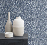 Lush Navy Blue by The Simple Life Abstract Matte Non-Woven Wallpaper – Seabrook Designs SL80402