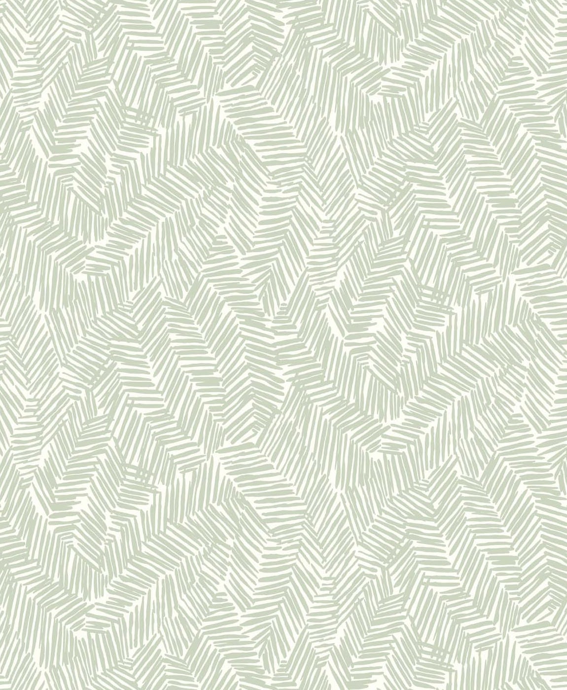 Lush abstract wallpaper in celadon green with an allover geometric brushstroke pattern.
