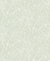 Lush abstract wallpaper in celadon green with an allover geometric brushstroke pattern.