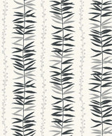 Summer Garland in Shadow botanical leaf stripe wallpaper