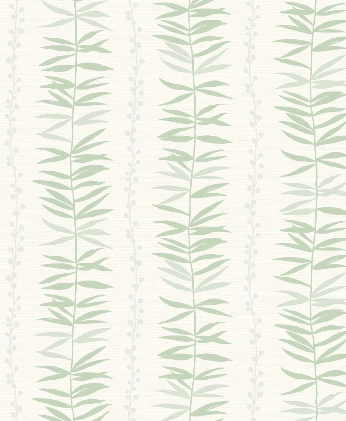 Summer Garland botanical wallpaper in forest green with vertical leafy garland pattern