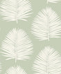 Island Palm wallpaper in celadon green with large ivory palm fronds