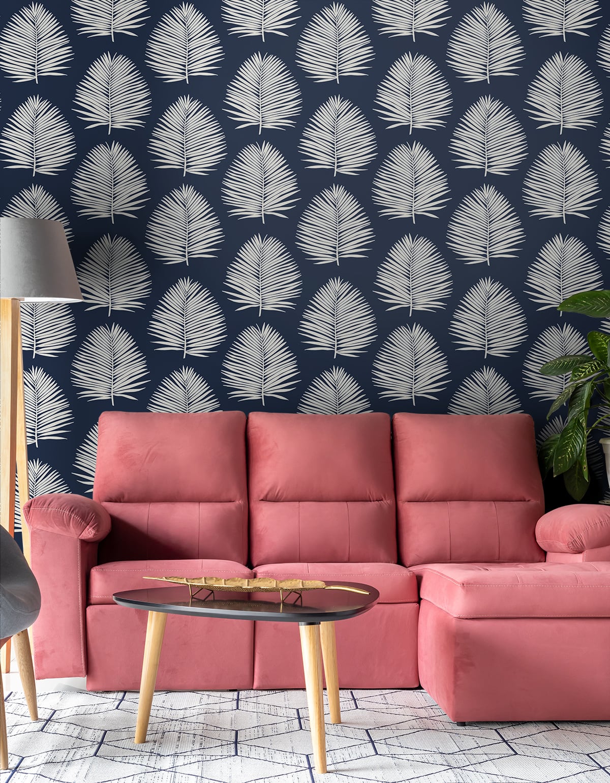 Island Palm Midnight Sky by The Simple Life Palm Leaf Wallpaper – Seabrook Designs SL80712