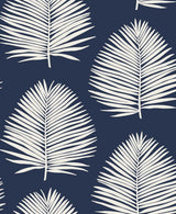 Island Palm wallpaper in Midnight Sky with white palm fronds