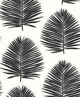 Black palm leaf silhouette wallpaper on a light background