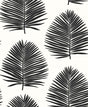 Black palm leaf silhouette wallpaper on a light background