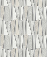 Geometric Shadows wallpaper in stone grey with layered geometric shapes, matte finish