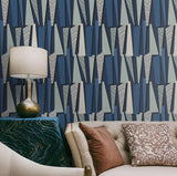 Geometric Shadows Denim by The Simple Life Geometric Wallpaper – Seabrook Designs SL80812