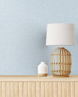 Soft Linen Blue Fog by The Simple Life Matte Non-Woven Linen Texture Wallpaper for Walls – Seabrook Designs SL81102