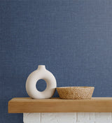 Soft Linen Navy by The Simple Life Textured Linen Wallpaper – Seabrook Designs SL81142