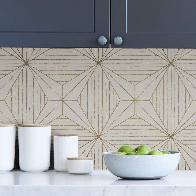 Aurum Gold Geometric Self Adhesive Wallpaper with Metallic Modern Graphic Pattern - NuWallpaper SLS3520