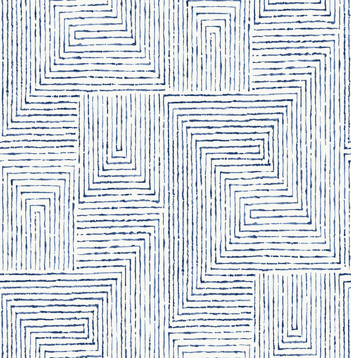 Ink Blue Peel & Stick Wallpaper with Modern Abstract Geometric Pattern - NuWallpaper SLS3974