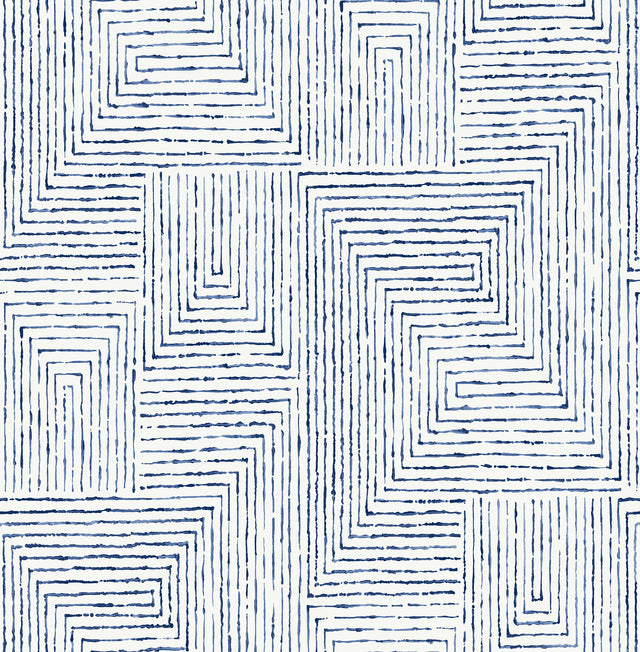 Ink Blue Peel & Stick Wallpaper with Modern Abstract Geometric Pattern - NuWallpaper SLS3974
