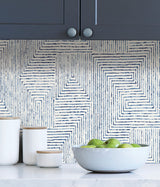 Ink Blue Peel & Stick Wallpaper with Modern Abstract Geometric Pattern - NuWallpaper SLS3974