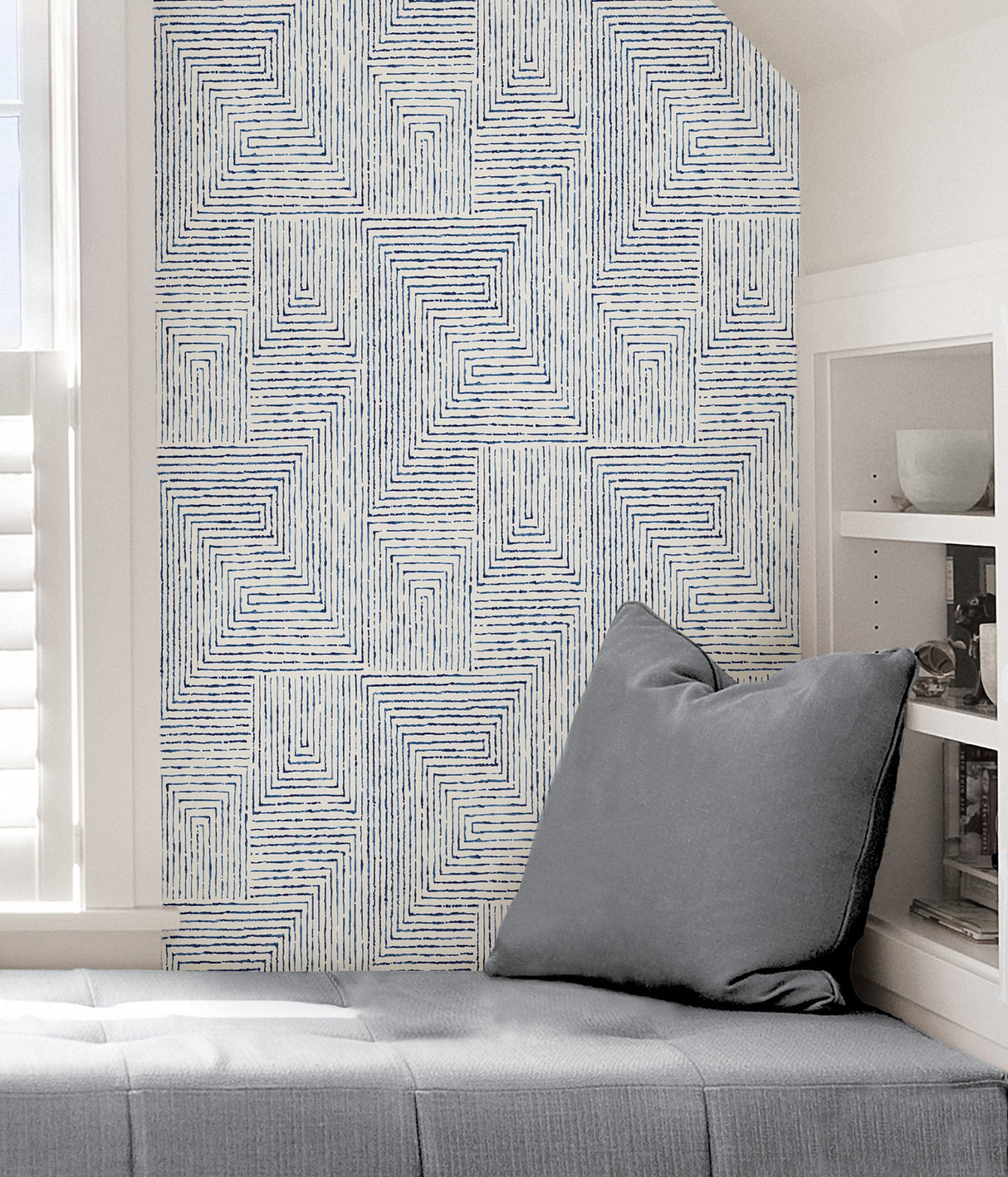 Ink Blue Peel & Stick Wallpaper with Modern Abstract Geometric Pattern - NuWallpaper SLS3974